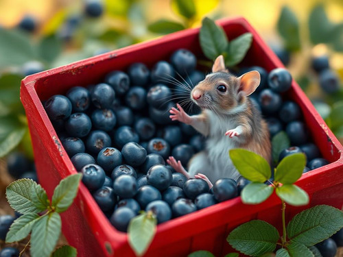 www.naked-ai.art - A red box of blue berries with a rat dancing inside.jpg