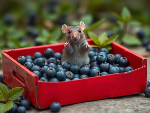 www.naked-ai.art - A red box of blue berries with a rat dancing inside.jpg