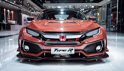 Close Up Of A Honda Civic Type R In Red Diamond Finish.png