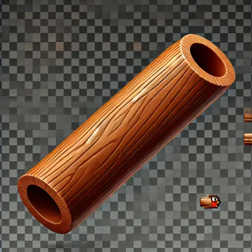 DALL·E 2025 03 21 19.15.48 Straight wooden pipe designed like the pipes in Flappy Bird, with detaile.webp