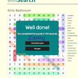 Girls Bathroom wordsearch