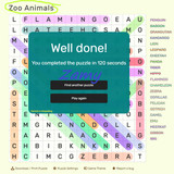 Zoo Animals Wordsearch