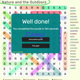 Nature and Outdoors Wordsearch
