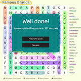 Famous Brands Wordsearch