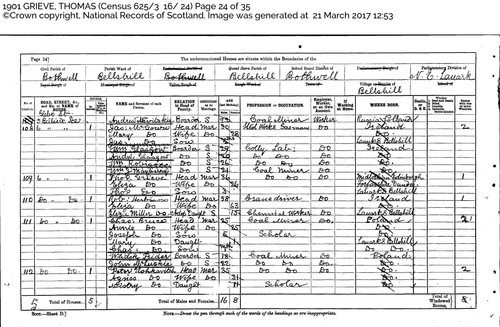 Thomas Grieve & Elizabeth Mooney 1901 Census