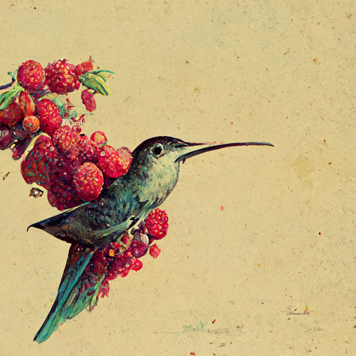 Hummingbird drinking from an iced tea. Vintage art style 9f44c95e bc02 4684 b131 cfb136cc4fed.png
