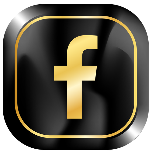Premium Facebook golden logo or icon on transparent background PNG 2000x2000