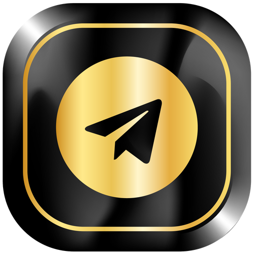 Premium Telegram golden logo or icon on transparent background PNG 2000x2000.png