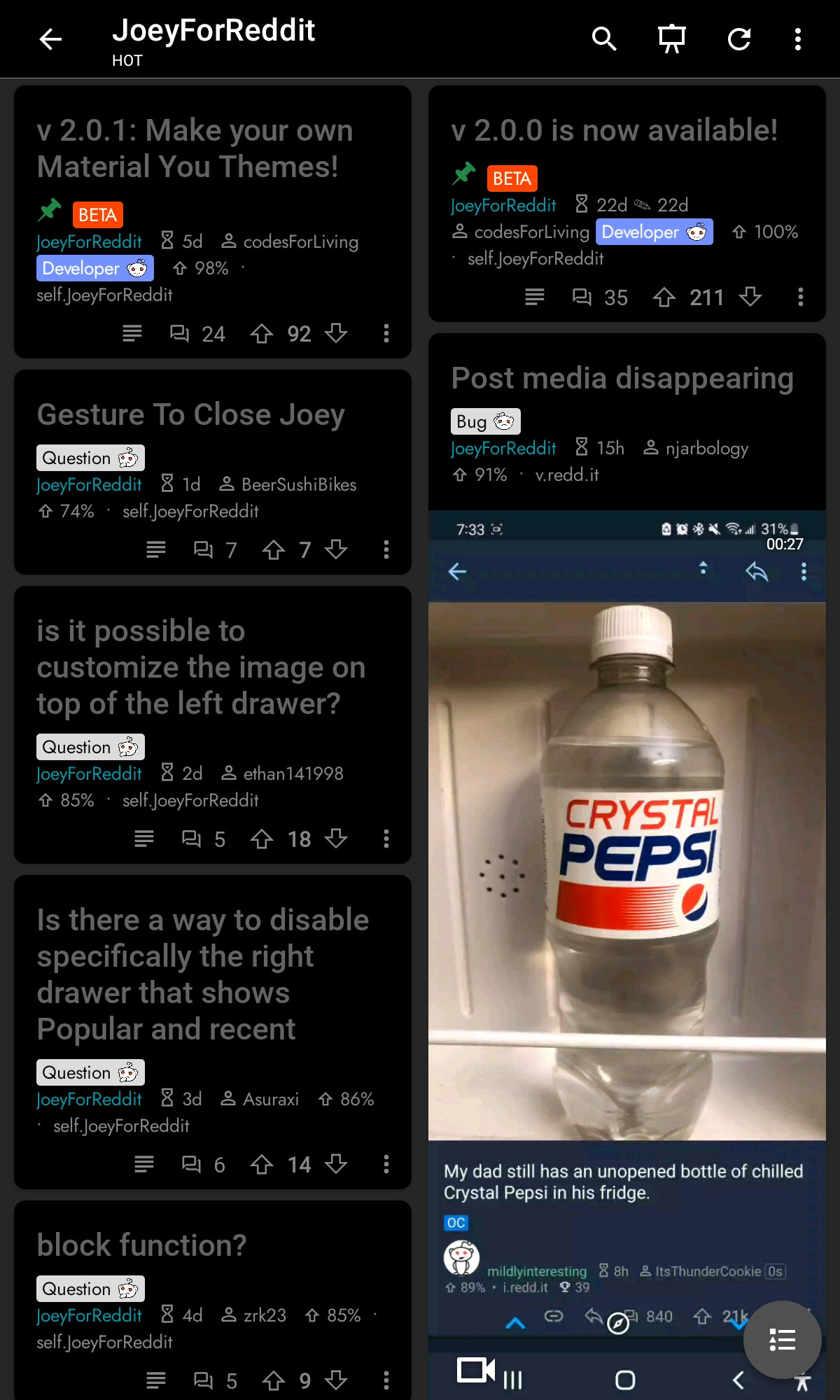 Tablet layout question r/JoeyForReddit