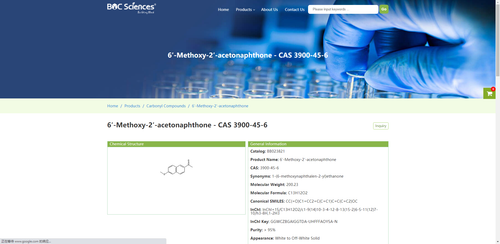 https://buildingblock.bocsci.com/product/6-methoxy-2-acetonaphthone-cas-3900-45-6-67793.html
6′-Methoxy-2′-acetonaphthone - CAS 3900-45-6