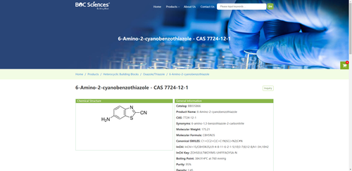 https://buildingblock.bocsci.com/product/6-amino-2-cyanobenzothiazole-cas-7724-12-1-327497.html
6-Amino-2-cyanobenzothiazole - CAS 7724-12-1