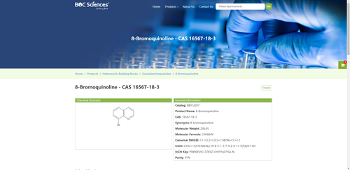 https://buildingblock.bocsci.com/product/8-bromoquinoline-cas-16567-18-3-304508.html
8-Bromoquinoline - CAS 16567-18-3