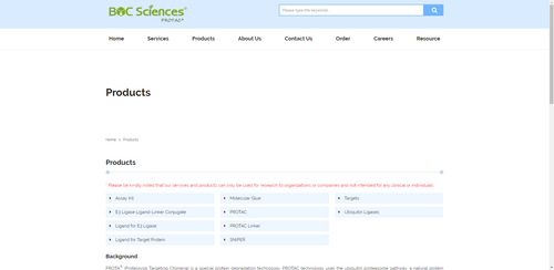 https://ptc.bocsci.com/products.html
PROTA® (Proteolysis Targeting Chimeria) is a special protein degradation technology