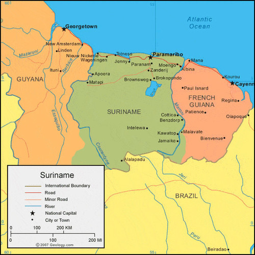 suriname map