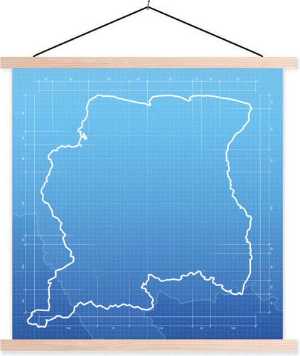 Illustratie van het Zuid Amerikaanse Suriname op een blauwe achtergrond schoolplaat platte latten bl.jpg