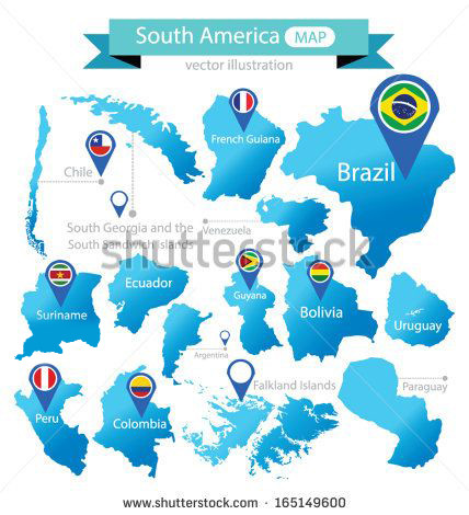 Map South America Country Flag Pointer Stock Vector (Royalty Free) 165149600.jpg