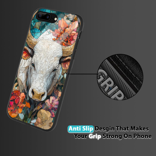 Taurus Mosaic Stained Glass Serene Bull Astrology Design.jpg