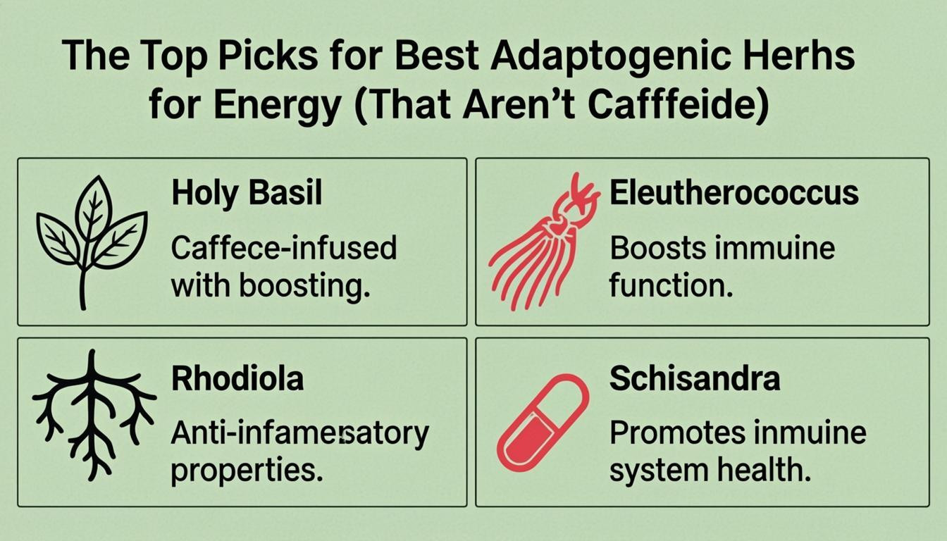 list visual: The Top Picks for Best Adaptogenic Herbs for Energy (That Aren't Caffeine)