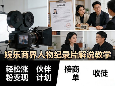 娱乐商界人物纪录片解说教学，轻松涨粉变现