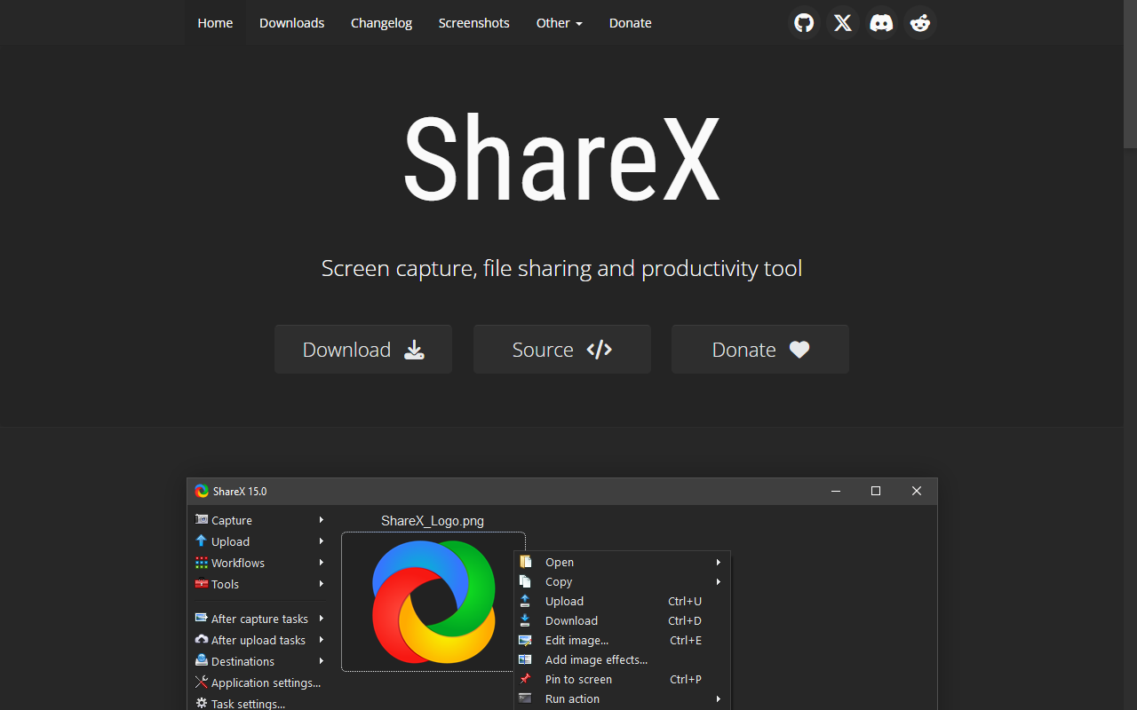 ShareX 공식 사이트