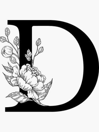  D Botanical Monogram Detailed Peony Drawing Sticker for Sale by epine.jpg