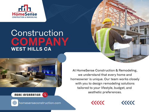 A trusted Construction company West Hills CA understands that quality takes time. They balance efficiency with attention to detail, ensuring that the final result feels complete.

HomeSense Construction & Remodeling
Address: 6571 Ponce Ave, West Hills, CA 91307, United States
Phone: +18183003422

Read Our Blogs:

https://homesenseconstruction.wordpress.com
https://medium.com/@homesense_construction
https://homesenseconstructionca.tumblr.com

More Links:

https://www.goodreads.com/homesenseconstruction
https://peatix.com/user/29132833/view
https://www.ted.com/profiles/51282779