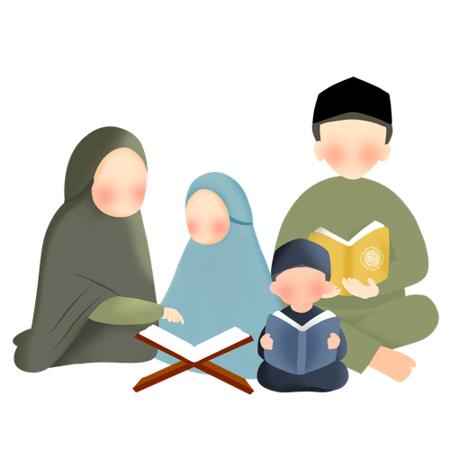 —Pngtree—happy family muslim reading quran 7326124.png