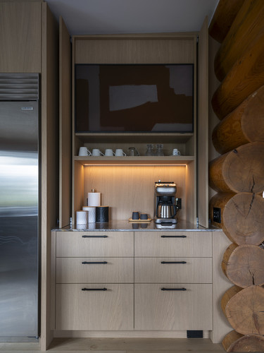 sunridge whistler coffee station oak cabinet log wall.jpg