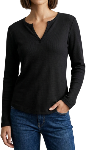 Womens Waffle Buttonless Polo.png