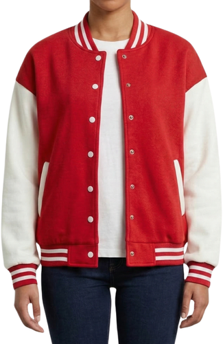 Womens Drop Shoulder Loose Fit Varsity Red White.png
