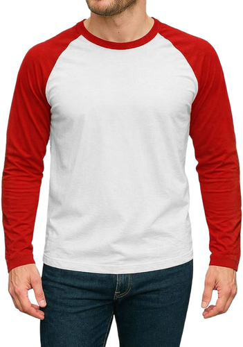 Mens Plain Raglan White and Red.png