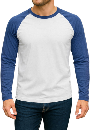 Mens Plain Raglan White and D Blue.png