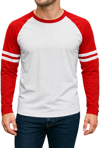 Mens Striped Raglan White and Red.png