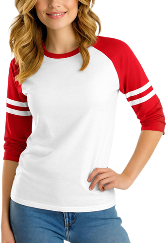 Womens Striped Raglan White and Red.png