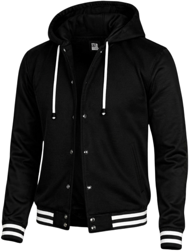 Mens Hooded Solid Color Varsity Black.png