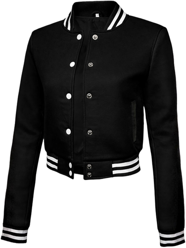 Womens Solid Color Cropped Varsity Black.png