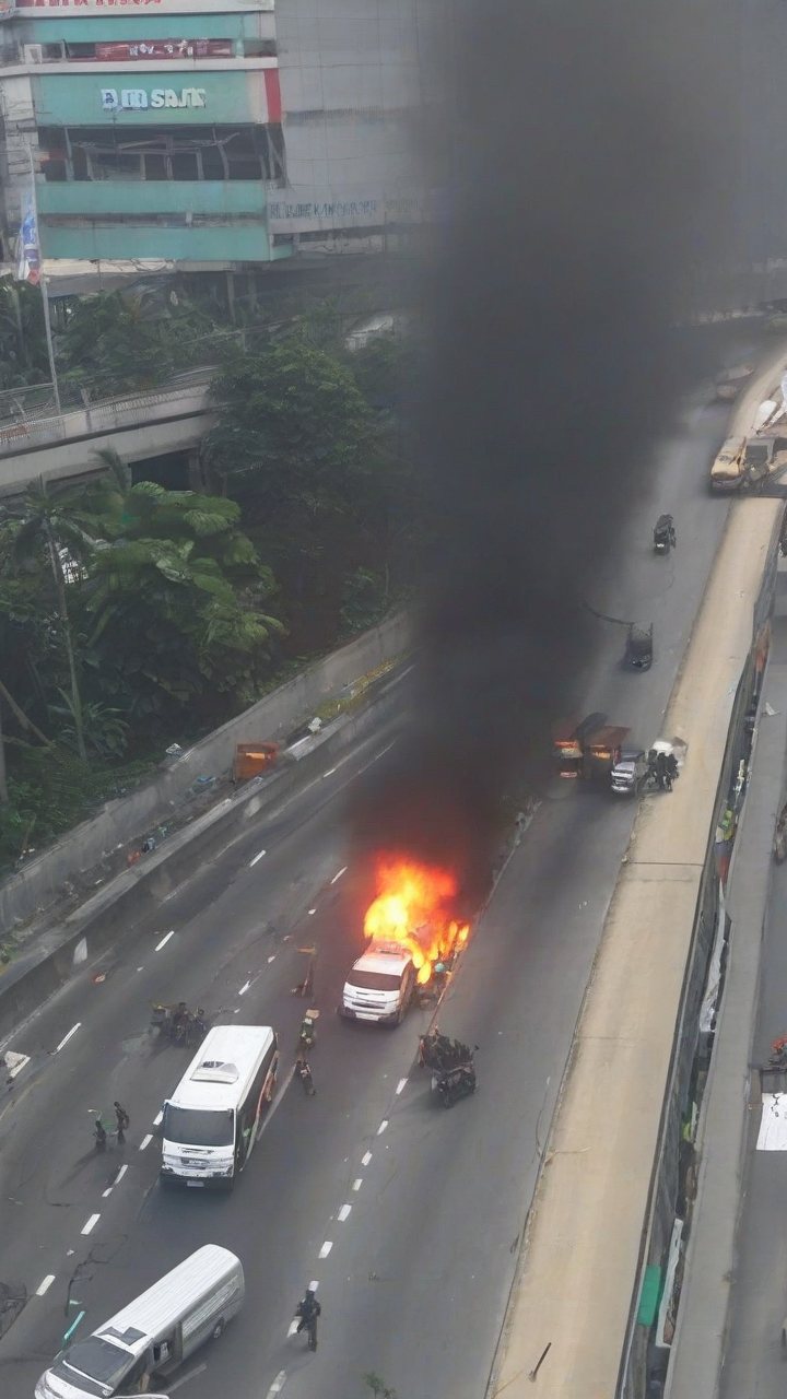 EDSA-Ortigas flyover, interchange partially open after bus fire, authorities say