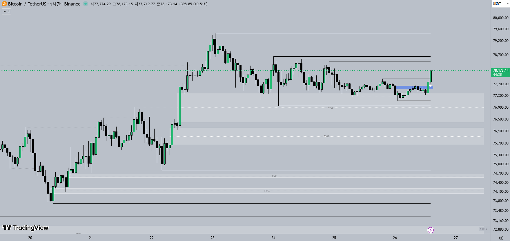 1H 비트코인 차트
