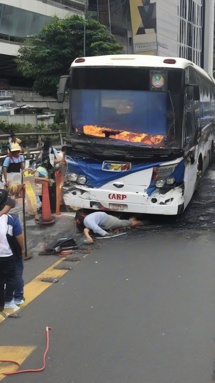 Tourist bus fire forces Ortigas flyover closure
