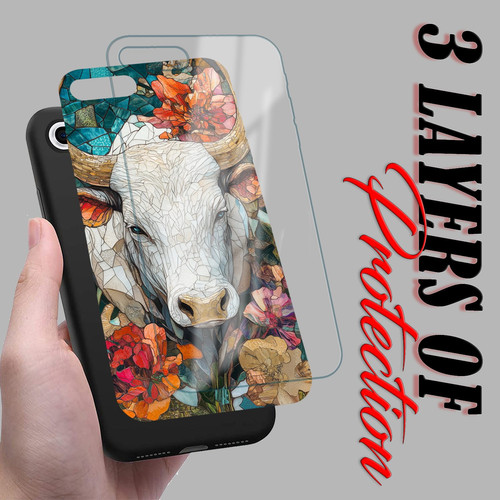 Taurus Mosaic Stained Glass Serene Bull Astrology Design.jpg