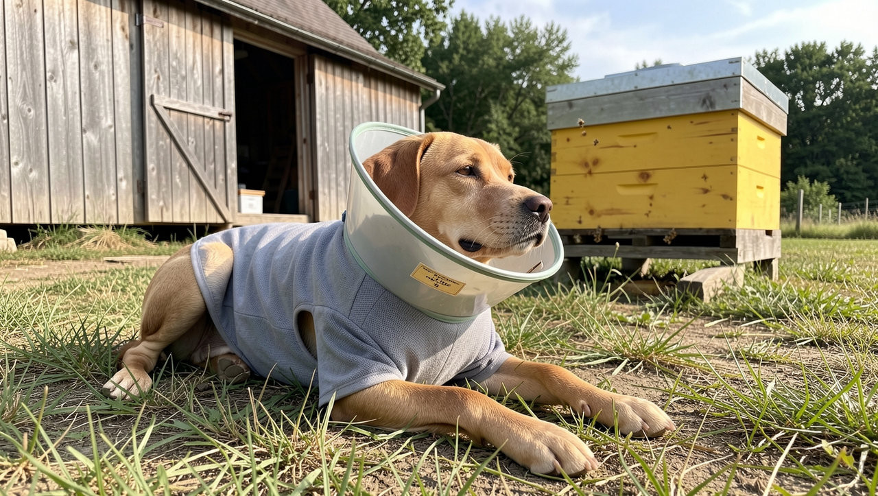 Собака на пасеке: правила безопасности, защита от пчел и особенности ухода после стерилизации