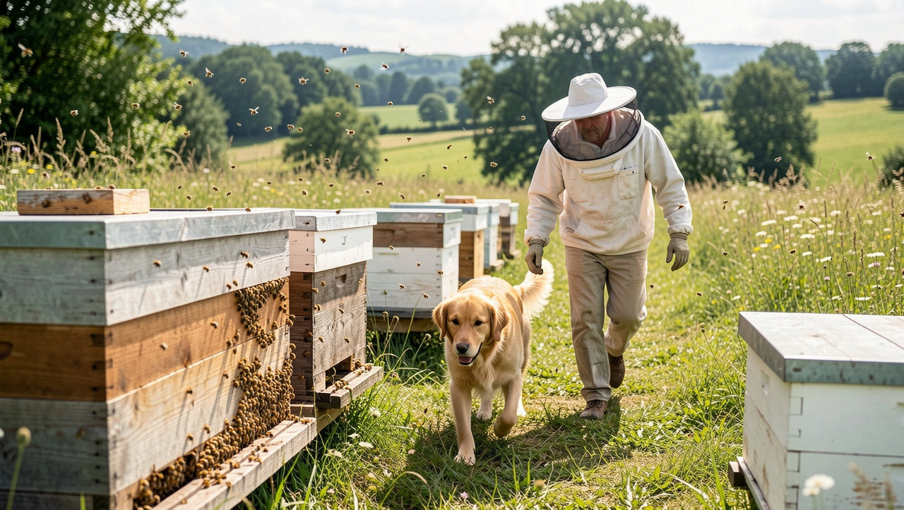 Собака на пасеке: правила безопасности, защита от пчел и особенности ухода после стерилизации