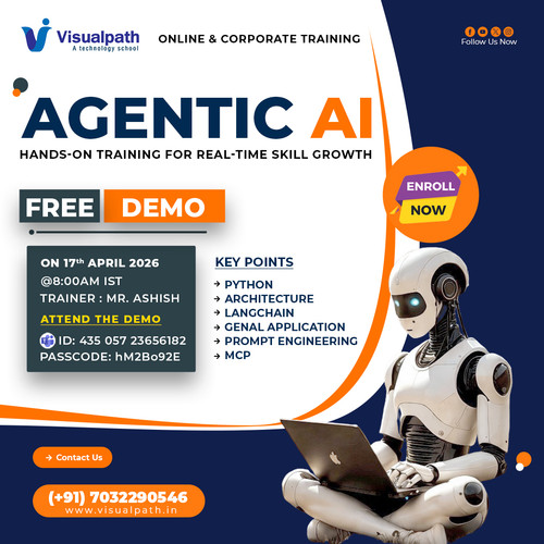 Master Agentic AI | Online Free Demo + Corporate Training
🗓 17th April 2026 | ⏰ 8:00 AM IST
🎯 Join the Demo: https://bit.ly/4t7x9uT
🆔 Meeting ID: 435 057 23656182 | 🔐 Passcode: hM2Bo92E
🎓 Perfect for Students & Working Professionals
👉 Register Now & Upgrade Your Skills!
📞 Call: +91 7032290546
📲 WhatsApp: https://wa.me/c/917032290546
🌐 Website: https://www.visualpath.in/agentic-ai-online-training.html