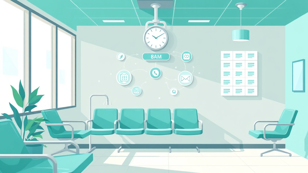 Abstract illustration of multiple phone calls being handled simultaneously by an AI voice agent in a dental clinic setting