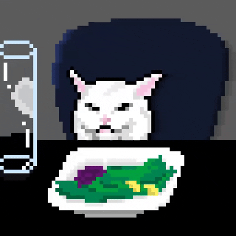 嫌棄青菜白貓.gif