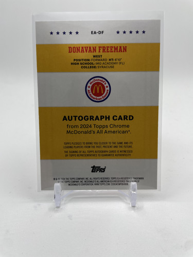 2024 25 Topps McDonald's Chrome Donavan Freeman Gameday Event Auto SP #EA DF (2).1