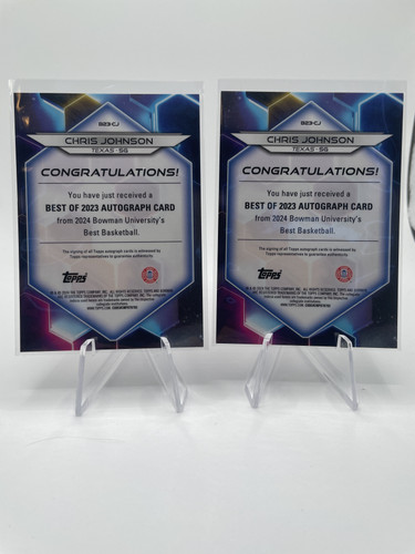 2023 24 Bowman U Best Chris Johnson Refractor Auto 125 (3) Yellow 75 Blue 150 (3).1
