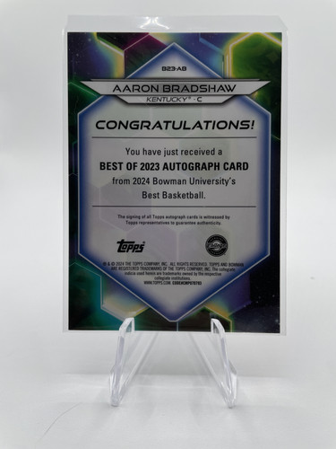2023 24 Bowman University Best Aaron Bradshaw Gold Refractor Auto 50 (2).1