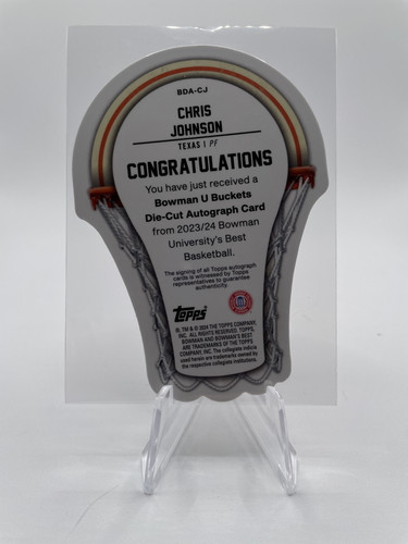 2023 24 Bowman University Best Chris Johnson Die Cut Gold Refractor Auto 50 (2).1