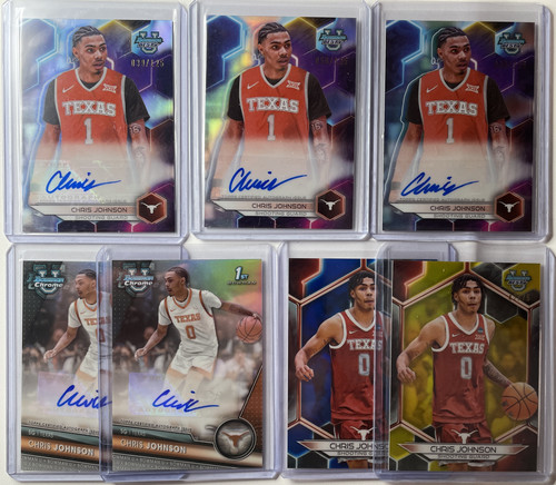 2023 24 Bowman U Best Chris Johnson Refractor Auto 125 (3) Yellow 75 Blue 150 (1).1